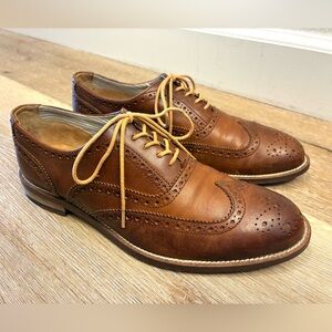 J Shoes Harlie Wingtip Oxford Brown Leather Mens Shoes Size US8 UK7 EU41
